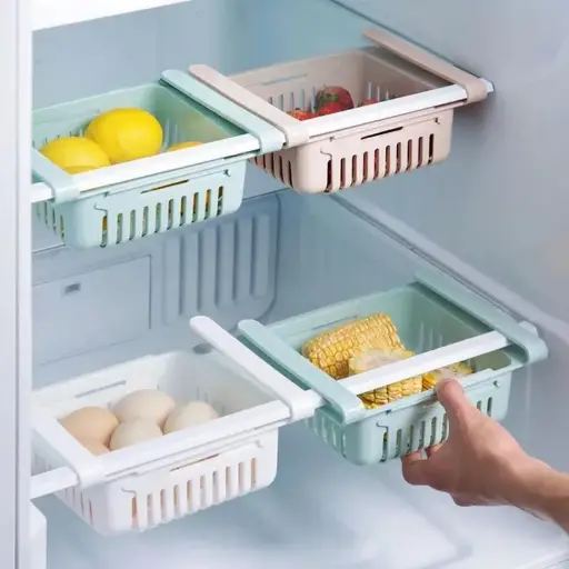 Fridge Organizer Drawer - Adjustable Fridge Storage Basket (4pc Set)
