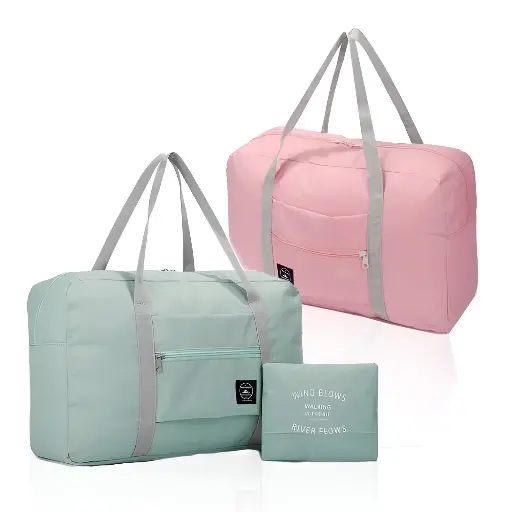 [S63] Foldable Nylon Duffle Tote Bag